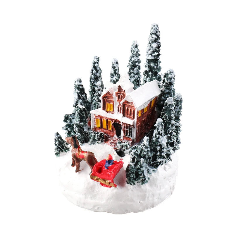 Weihnachten LED Licht Ornamente Santa Castle Schnee Haus Leuchtende Handwerk 2024 Neue Jahr Kind Geschenk Weihnachten Party Home Decor
