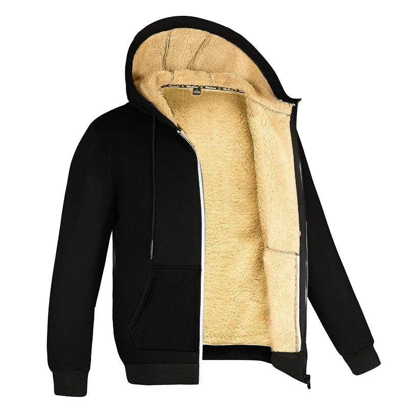 Winter Lammwolle Mäntel Verdicken Warme Jacken Lange Sleeve Zipper Hoodies Casual Sport Fleece Schwarz Mantel Mit Kapuze Männer Frauen Jacke