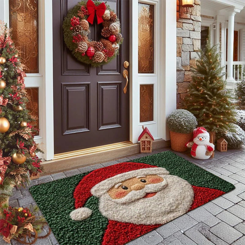 Weihnachts-Fußmatte, roter Weihnachtsmann, für draußen und drinnen, Lebkuchenmann-Teppich, Neujahr 2026, Frohe Weihnachten, Heimdekoration, Fußmatte