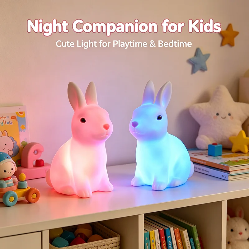 Bunte Kaninchen Nachtlichter für Kinder Baby Geschenke Cartoon Niedliche Tier Hase Lampe Weihnachtsdekoration Kinder Geburtstagsgeschenk