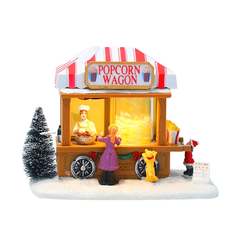 Weihnachten Musik Geschenk Box Home Dekoration Popcorn Szene Dorf Rotierenden Santa Statue Weihnachten Desktop Decor Weihnachten Kind Kind Geschenk