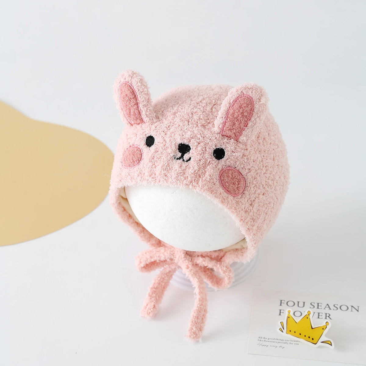 Winter Warme Ohr Schutz Kappe Niedlichen Tier Verdicken Kinder Schnürung Hut Im Freien Kalt-beweis Kleinkind Gestrickte Baby Ohrenschützer beanie