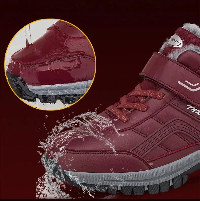 Winterstiefel für Herren, neue wasserdichte PU-Leder-warme Schnee-Stiefeletten für den Außenbereich, warmer Plüsch, rutschfeste Arbeits-High-Top-Freizeitschuhe