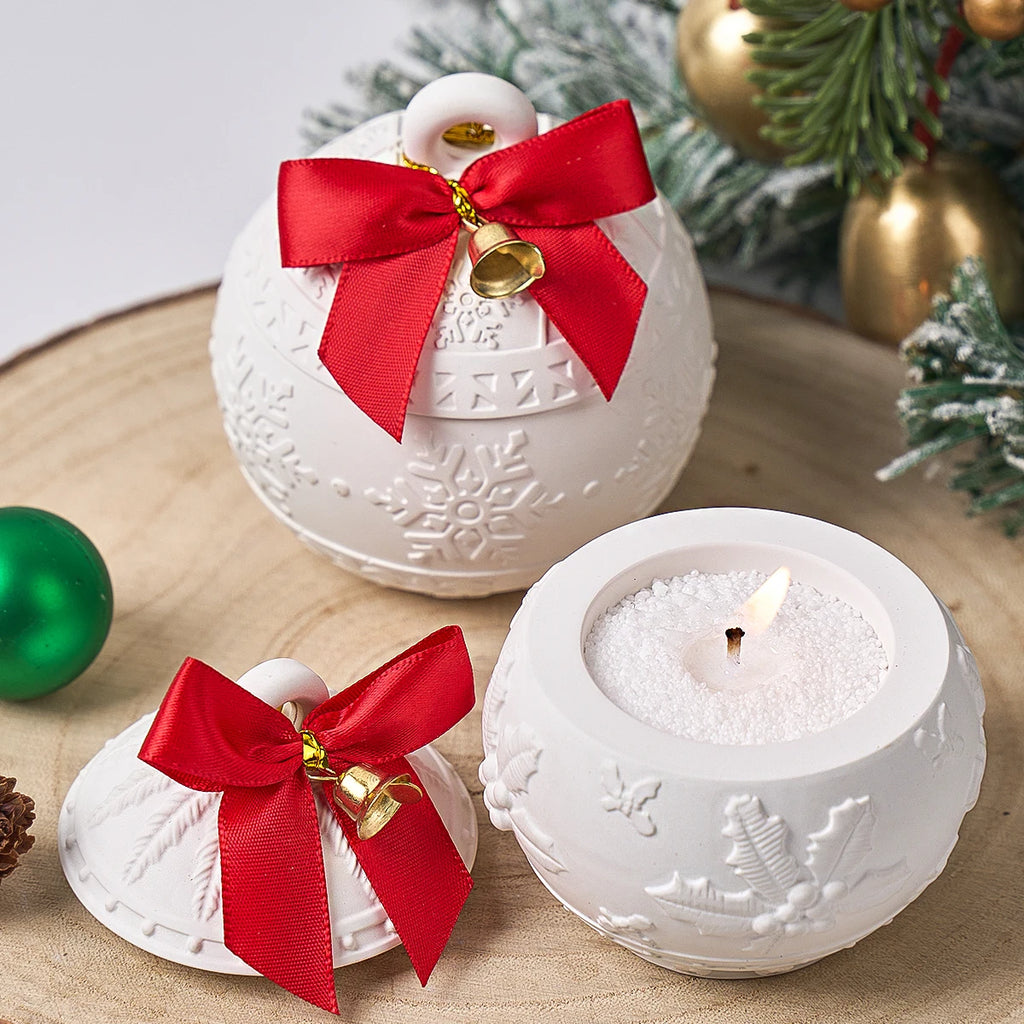 Weihnachten Relief Schnee Beere Kerze Glas Silikon Form DIY Runde Kugel Lagerung Box Formen Gips Harz Herstellung Kit Weihnachten Handwerk Deco