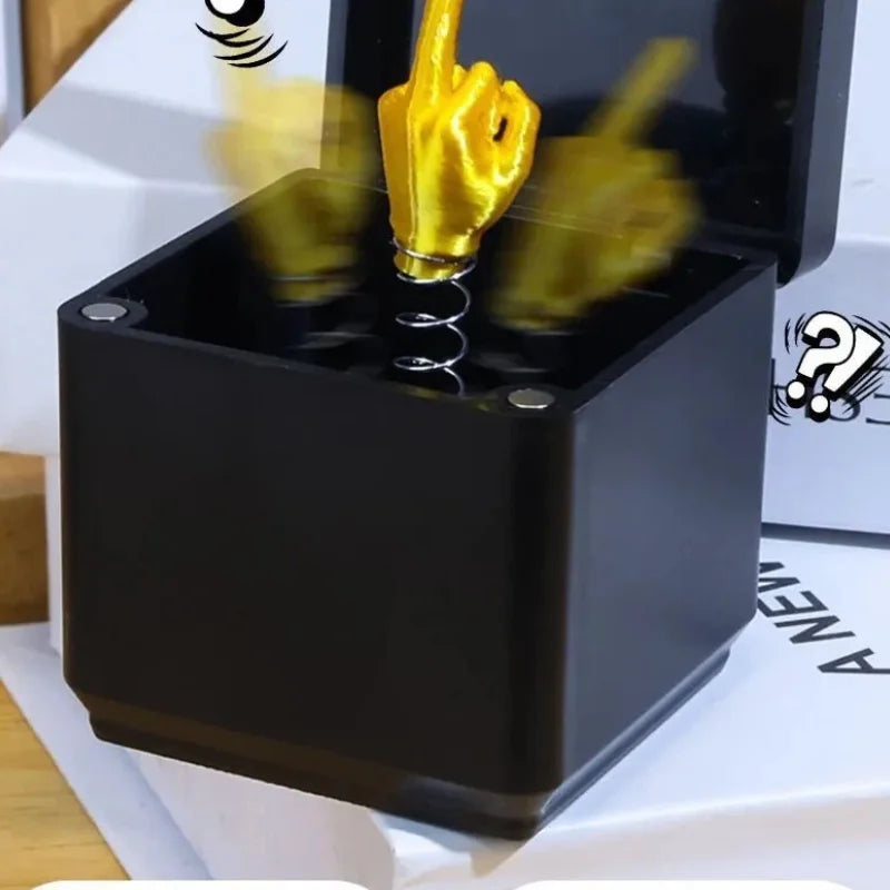 Weihnachtsgeschenk mit Mittelfinger in der Box, lustiger, kreativer Geschenkartikel, Büro- und Heimdekoration
