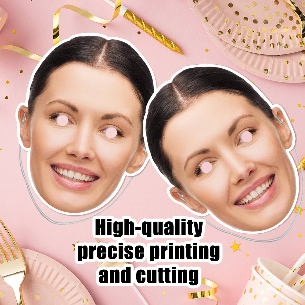 Benutzerdefinierte Gesichtsmaske, personalisierte Foto-Gesichtsmasken, Selfie-Fotoautomaten-Requisiten für Geburtstag, Hochzeit, Junggesellenabschied