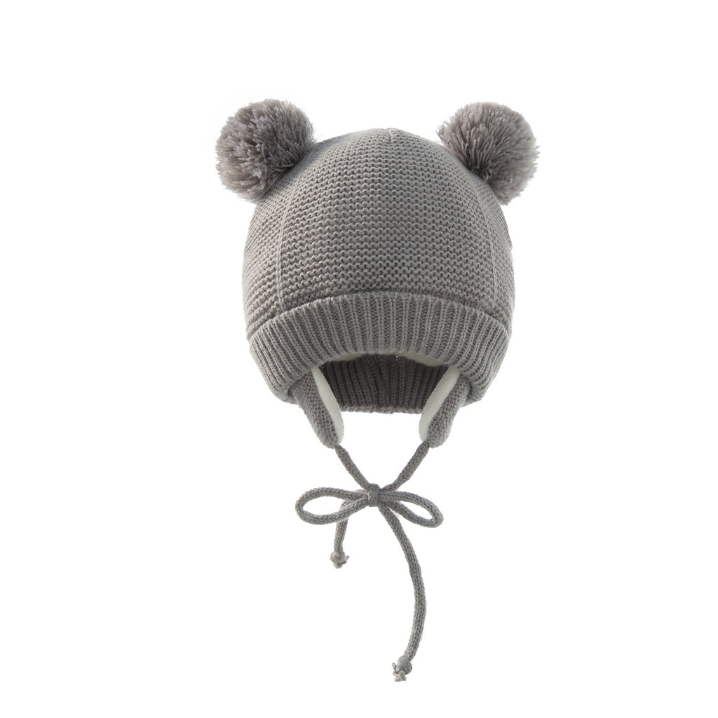 Winter-Babymütze für 0–12 Monate, Jungen und Mädchen, Zubehör, Strickmütze, Kindermütze, Fleece, warme Handschuhe, dicke Winterohr-Kindermütze, Babymütze